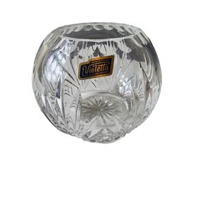 VIOLETTA Hand Finished Heavy Crystal Bowl Prismatic Design 4" tall